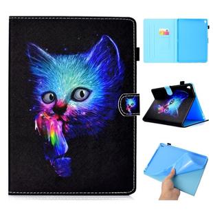 For iPad Pro 9.7 Colored Drawing Stitching Horizontal Flip Leather Case, with Holder & Card Slots & Sleep / Wake-up function(Super Cat)