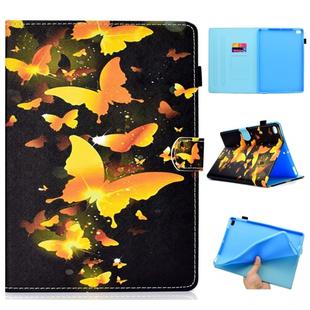 For iPad 5 / 6 Colored Drawing Stitching Horizontal Flip Leather Case, with Holder & Card Slots & Sleep / Wake-up function(Golden Butterfly)