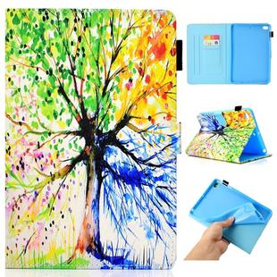 For iPad Mini 1 / 2 / 3 / 4 / 5 Colored Drawing Stitching Horizontal Flip Leather Case, with Holder & Card Slots & Sleep / Wake-up function(Colorful Tree)