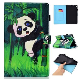 For Amazon Kindle Fire HD 8 Colored Drawing Stitching Horizontal Flip Leather Case, with Holder & Card Slots(Panda)