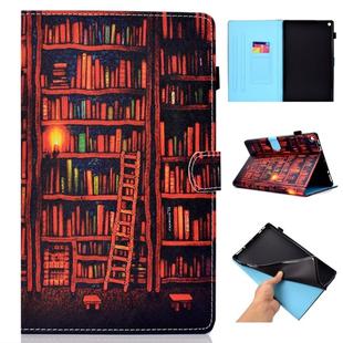 For Amazon Kindle Fire HD 10 Colored Drawing Stitching Horizontal Flip Leather Case, with Holder & Card Slots(Bookshelf)