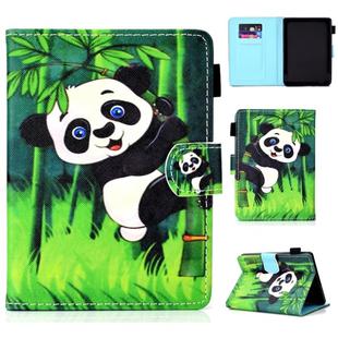For Amazon Kindle Paperwhite 4 2018 Colored Drawing Stitching Horizontal Flip Leather Case, with Holder & Card Slots(Panda)