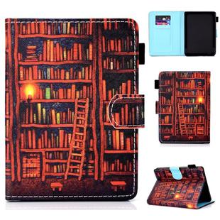 For Amazon Kindle Youth Version 2019 Colored Drawing Stitching Horizontal Flip Leather Case, with Holder & Card Slots(Bookshelf)