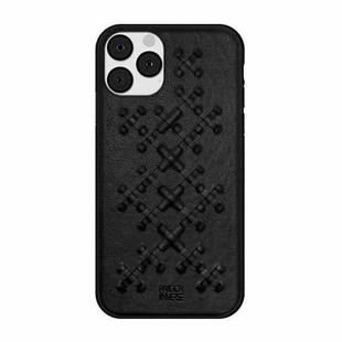 For iPhone 11 Pro (5.8 inch) RAIGOR INVERSE WEAVE Series PU+TPU+PC Solid Color Protective Case(Black)