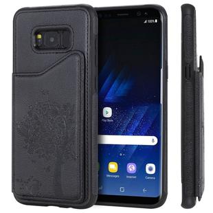 For Galaxy S8+ Cat Tree Embossing Pattern Shockproof Protective Case with Card Slots & Photo Frame(Black)