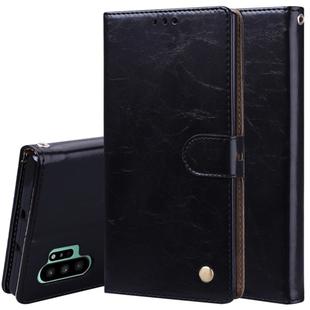 For Galaxy Note 10 Pro / Note 10+ Business Style Oil Wax Texture Horizontal Flip Leather Case with Holder & Card Slots & Wallet(Black)