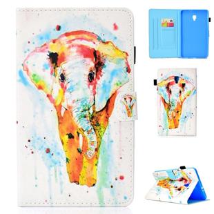 For Galaxy Tab A 8.0 (2017) T380 Colored Drawing Stitching Horizontal Flip Leather Case, with Holder & Card Slots(Watercolor Elephant)