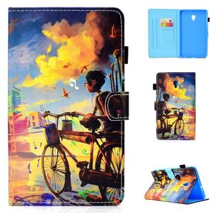 For Galaxy Tab A 8.0 (2017) T380 Colored Drawing Stitching Horizontal Flip Leather Case, with Holder & Card Slots(Bike Boy)