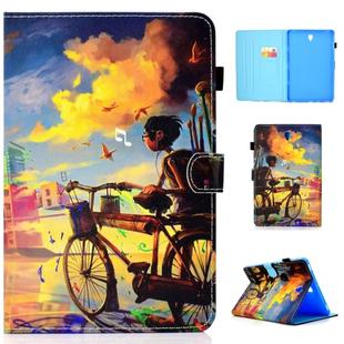 For Galaxy Tab S4 10.5 T830 Colored Drawing Stitching Horizontal Flip Leather Case, with Holder & Card Slots(Bike Boy)