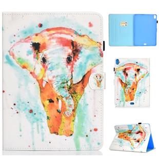 For iPad Pro 11 inch Colored Drawing Stitching Horizontal Flip Leather Case, with Holder & Card Slots(Watercolor Elephant)