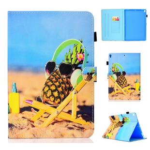 For iPad Pro 10.5 Colored Drawing Stitching Horizontal Flip Leather Case, with Holder & Card Slots(Pineapple)