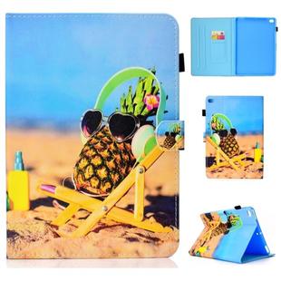 For iPad air / air 2 9.7 Colored Drawing Stitching Horizontal Flip Leather Case, with Holder & Card Slots(Pineapple)