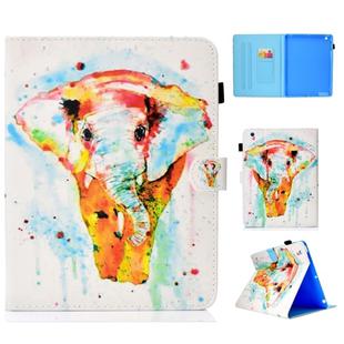 For iPad 2 / 3 / 4 Colored Drawing Stitching Horizontal Flip Leather Case, with Holder & Card Slots(Watercolor Elephant)