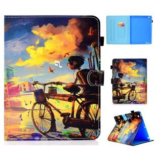 For iPad 2 / 3 / 4 Colored Drawing Stitching Horizontal Flip Leather Case, with Holder & Card Slots(Bike Boy)