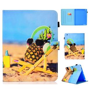 For iPad 2 / 3 / 4 Colored Drawing Stitching Horizontal Flip Leather Case, with Holder & Card Slots(Pineapple)