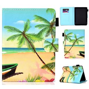 For Amazon Kindle Youth Version 2019 Colored Drawing Stitching Horizontal Flip Leather Case, with Holder & Card Slots(Sandbeach)