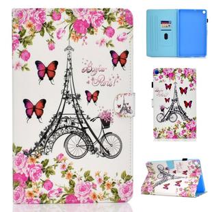 For Galaxy Tab A 8.0 & S Pen (2019) P200 Colored Drawing Stitching Horizontal Flip Leather Case, with Holder & Card Slots(Flower Tower)