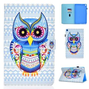 For Galaxy Tab A 8.0 & S Pen (2019) P200 Colored Drawing Stitching Horizontal Flip Leather Case, with Holder & Card Slots(Colored Owl)
