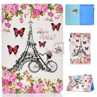 For Huawei MediaPad T5 Colored Drawing Stitching Horizontal Flip Leather Case, with Holder & Card Slots(Flower Tower)