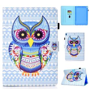 For iPad Pro 10.5 Colored Drawing Stitching Horizontal Flip Leather Case, with Holder & Card Slots(Colored Owl)