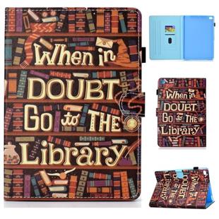 For iPad 5 / 6 / 8 Colored Drawing Stitching Horizontal Flip Leather Case, with Holder & Card Slots(Library)