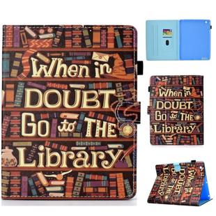 For iPad 2 / 3 / 4 Colored Drawing Stitching Horizontal Flip Leather Case, with Holder & Card Slots(Library)
