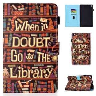 For Amazon Kindle Fire HD 8 Colored Drawing Stitching Horizontal Flip Leather Case, with Holder & Card Slots(Library)