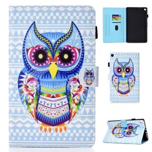 For Amazon Kindle Fire HD 8 Colored Drawing Stitching Horizontal Flip Leather Case, with Holder & Card Slots(Colored Owl)