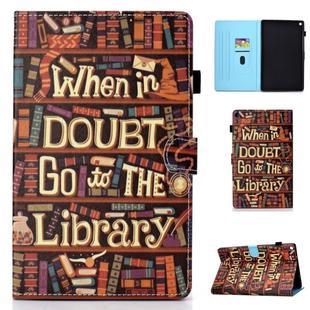 For amazon Kindle Fire HD 10 Colored Drawing Stitching Horizontal Flip Leather Case, with Holder & Card Slots(Library)