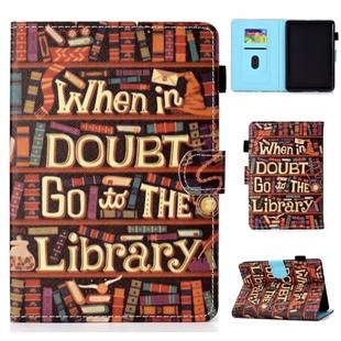 For Amazon Kindle Paperwhite 4 Colored Drawing Stitching Horizontal Flip Leather Case, with Holder & Card Slots(Library)