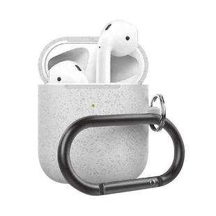 Anti-fall Silicone Charging Box Protective Case with Carabiner for AirPods 2 (Silver Pearl)