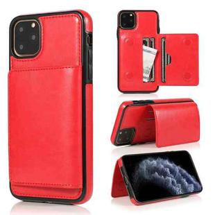 For iPhone 11 Pro Shockproof PU + TPU Protective Case with Card Slots & Holder(Red)