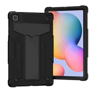 For Samsung Galaxy Tab A7 10.4 (2020) T-shaped Bracket Contrast Color Shockproof PC + Silicone Protective Case(Black+Black)