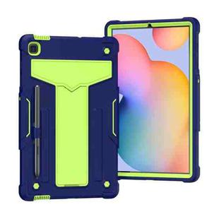For Samsung Galaxy Tab S6 Lite P610/615 T-shaped Bracket Contrast Color Shockproof PC + Silicone Protective Case(Navy+Green)