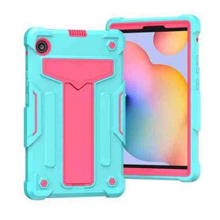 For Huawei MatePad T8 T-shaped Bracket Contrast Color Shockproof PC + Silicone Protective Case(Mint Green+Rose Red)