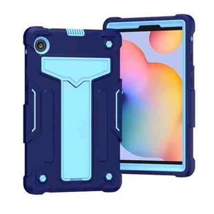 For Huawei MatePad T8 T-shaped Bracket Contrast Color Shockproof PC + Silicone Protective Case(Navy+Blue)