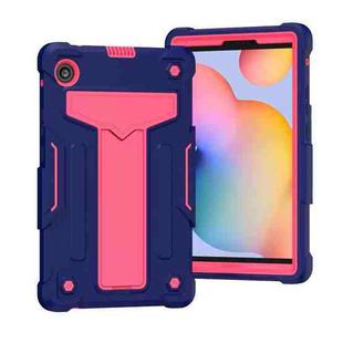 For Huawei MatePad T8 T-shaped Bracket Contrast Color Shockproof PC + Silicone Protective Case(Navy+Rose Red)