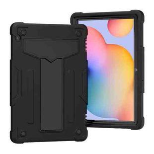 For Huawei MediaPad T5 T-shaped Bracket Contrast Color Shockproof PC + Silicone Protective Case(Black+Black)
