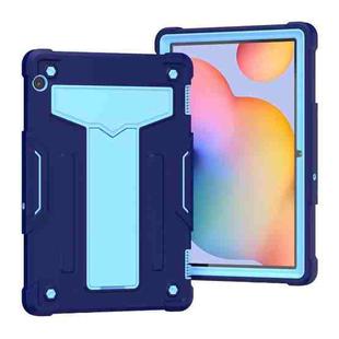 For Huawei MediaPad T5 T-shaped Bracket Contrast Color Shockproof PC + Silicone Protective Case(Navy+Blue)