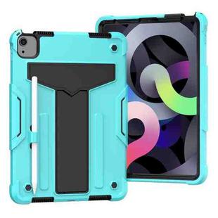 For iPad Air 2022 / 2020 10.9 / iPad Pro 11 T-shaped Bracket Contrast Color Shockproof PC + Silicone Protective Case(Mint Green+Black)