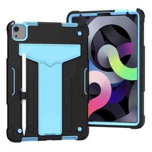 For iPad Air 2022 / 2020 10.9 / iPad Pro 11 T-shaped Bracket Contrast Color Shockproof PC + Silicone Protective Case(Black+Blue)