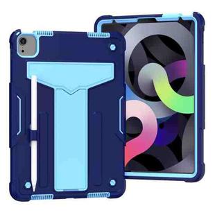 For iPad Air 2022 / 2020 10.9 / iPad Pro 11 T-shaped Bracket Contrast Color Shockproof PC + Silicone Protective Case(Navy+Blue)
