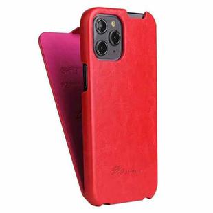 For iPhone 12 Pro Max Fierre Shann Retro Oil Wax Texture Vertical Flip PU Leather Case(Red)