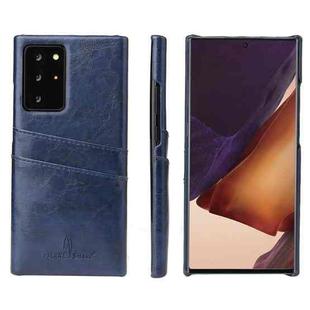 For Samsung Galaxy Note 20 Fierre Shann Retro Oil Wax Texture PU Leather Case with Card Slots(Blue)