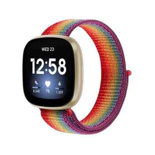 For Fitbit Versa 3 Nylon Loop Watch Band(Rainbow)