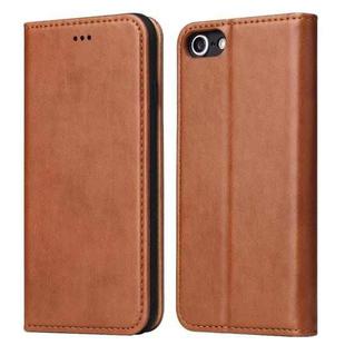 For iPhone SE 2022 / SE 2020 / 8 / 7 Fierre Shann PU Genuine Leather Texture Horizontal Flip Leather Case with Holder & Card Slots & Wallet(Brown)