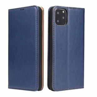 Fierre Shann PU Genuine Leather Texture Horizontal Flip Leather Case with Holder & Card Slots & Wallet For iPhone 11(Blue)