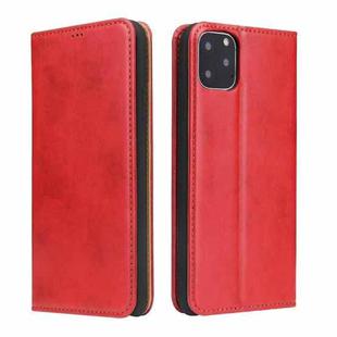 Fierre Shann PU Genuine Leather Texture Horizontal Flip Leather Case with Holder & Card Slots & Wallet For iPhone 11 Pro Max(Red)