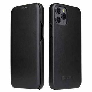 For iPhone 12 / 12 Pro Fierre Shann Business Magnetic Horizontal Flip Genuine Leather Case(Black)