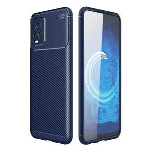 For vivo V20 Carbon Fiber Texture Shockproof TPU Case(Blue)